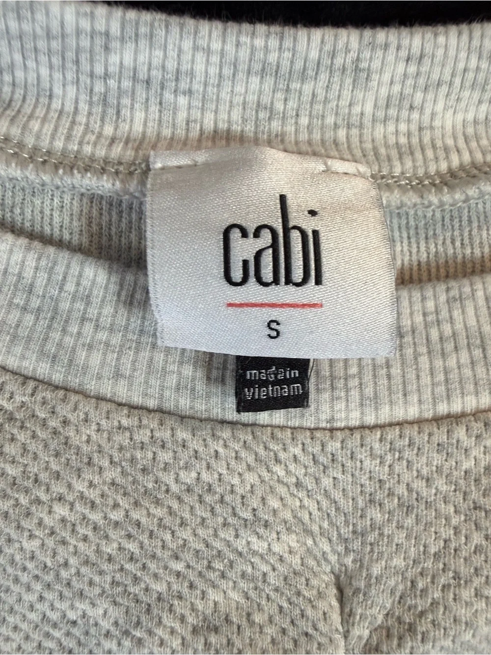 CAbi Light Gray Long-Sleeve Ruched Crewneck Top